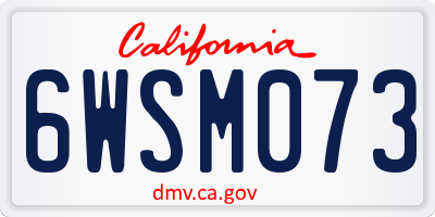 CA license plate 6WSM073
