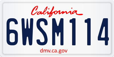 CA license plate 6WSM114