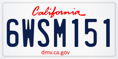 CA license plate 6WSM151