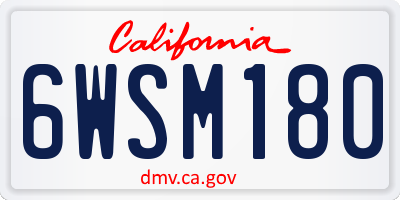 CA license plate 6WSM180