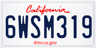 CA license plate 6WSM319