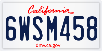 CA license plate 6WSM458