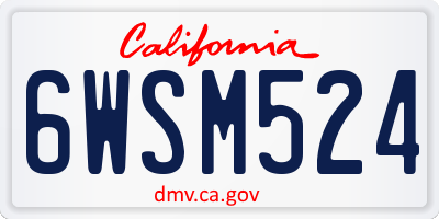 CA license plate 6WSM524