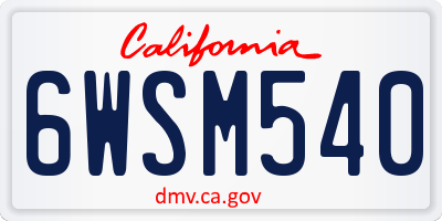 CA license plate 6WSM540