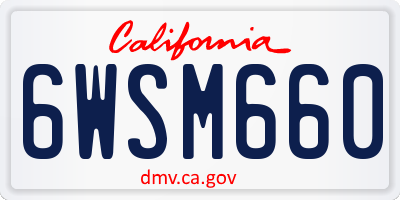 CA license plate 6WSM660