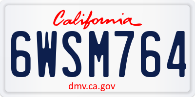 CA license plate 6WSM764