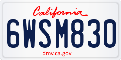 CA license plate 6WSM830