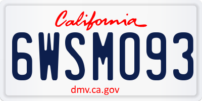 CA license plate 6WSMO93