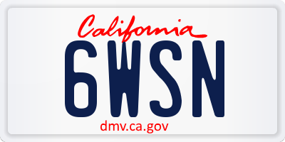 CA license plate 6WSN