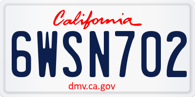 CA license plate 6WSN702