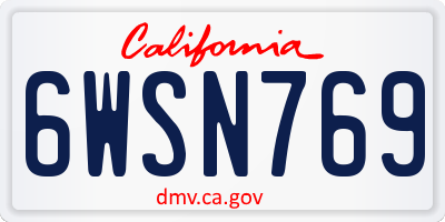 CA license plate 6WSN769