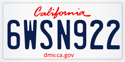 CA license plate 6WSN922