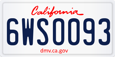 CA license plate 6WSO093