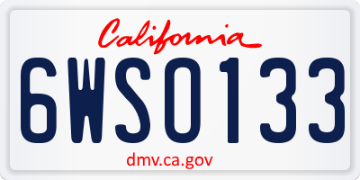 CA license plate 6WSO133