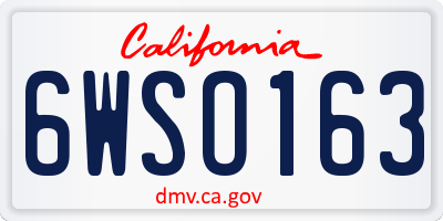 CA license plate 6WSO163
