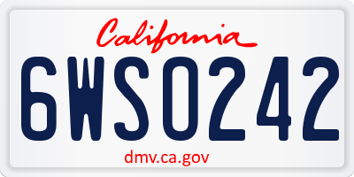 CA license plate 6WSO242