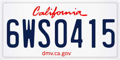 CA license plate 6WSO415