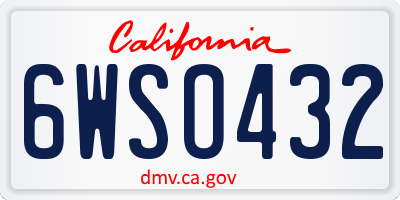 CA license plate 6WSO432