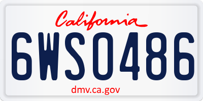 CA license plate 6WSO486