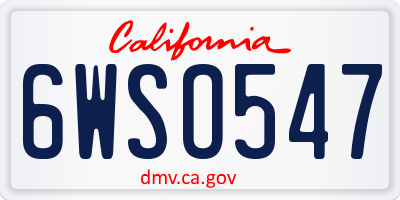 CA license plate 6WSO547
