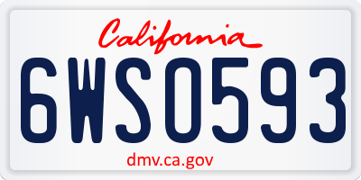 CA license plate 6WSO593