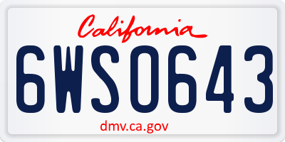 CA license plate 6WSO643
