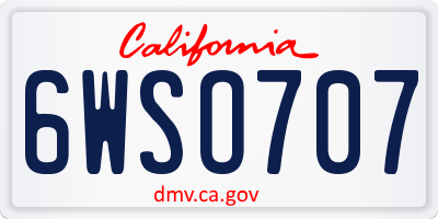CA license plate 6WSO707