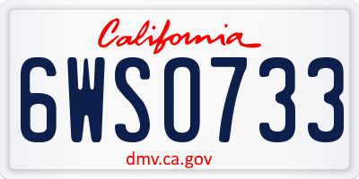 CA license plate 6WSO733