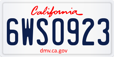 CA license plate 6WSO923