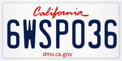 CA license plate 6WSP036