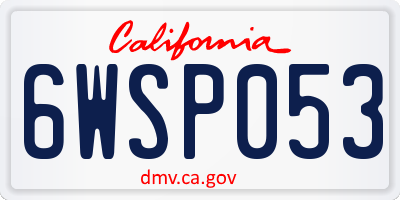 CA license plate 6WSP053