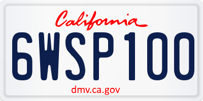 CA license plate 6WSP100
