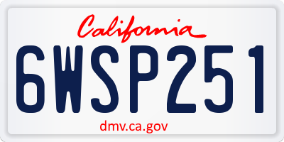 CA license plate 6WSP251