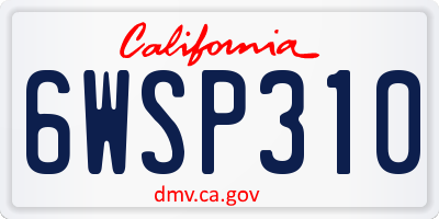 CA license plate 6WSP310