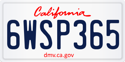 CA license plate 6WSP365