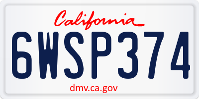 CA license plate 6WSP374