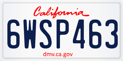 CA license plate 6WSP463