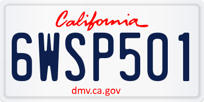 CA license plate 6WSP501