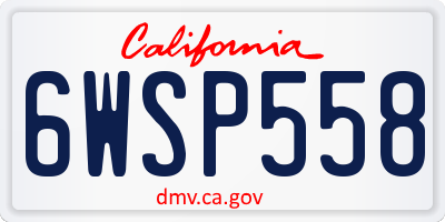 CA license plate 6WSP558