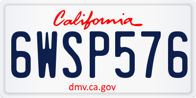 CA license plate 6WSP576