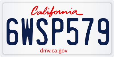 CA license plate 6WSP579