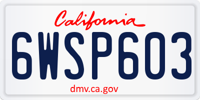 CA license plate 6WSP603