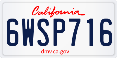 CA license plate 6WSP716