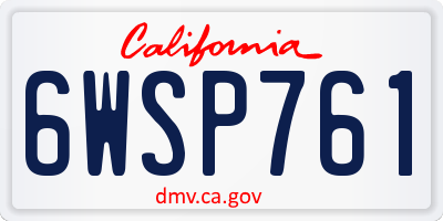 CA license plate 6WSP761