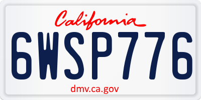 CA license plate 6WSP776
