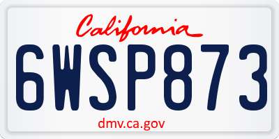 CA license plate 6WSP873