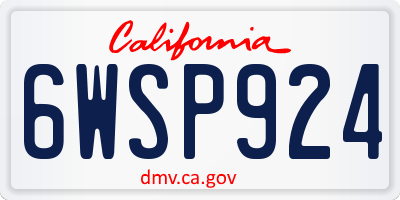 CA license plate 6WSP924