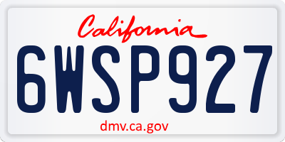 CA license plate 6WSP927