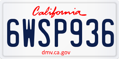 CA license plate 6WSP936