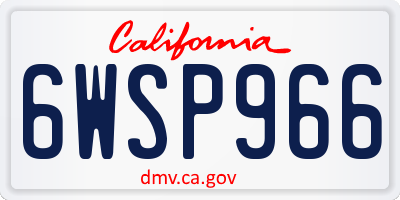 CA license plate 6WSP966